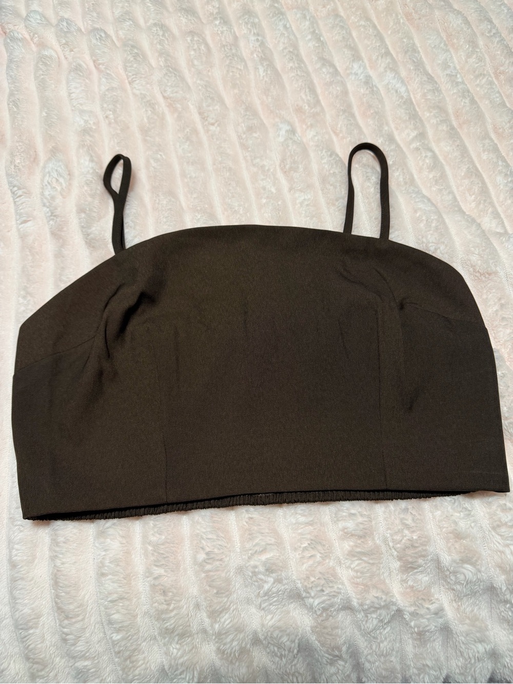 NA-KD Chocolate Brown Square Neck Cropped Top